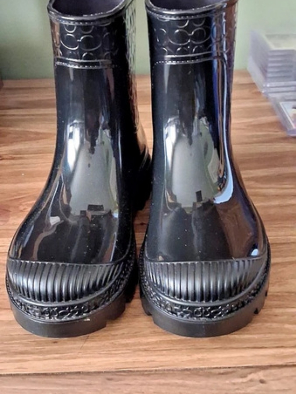 Coach Signature Slip On Rubber Rainboot Black
